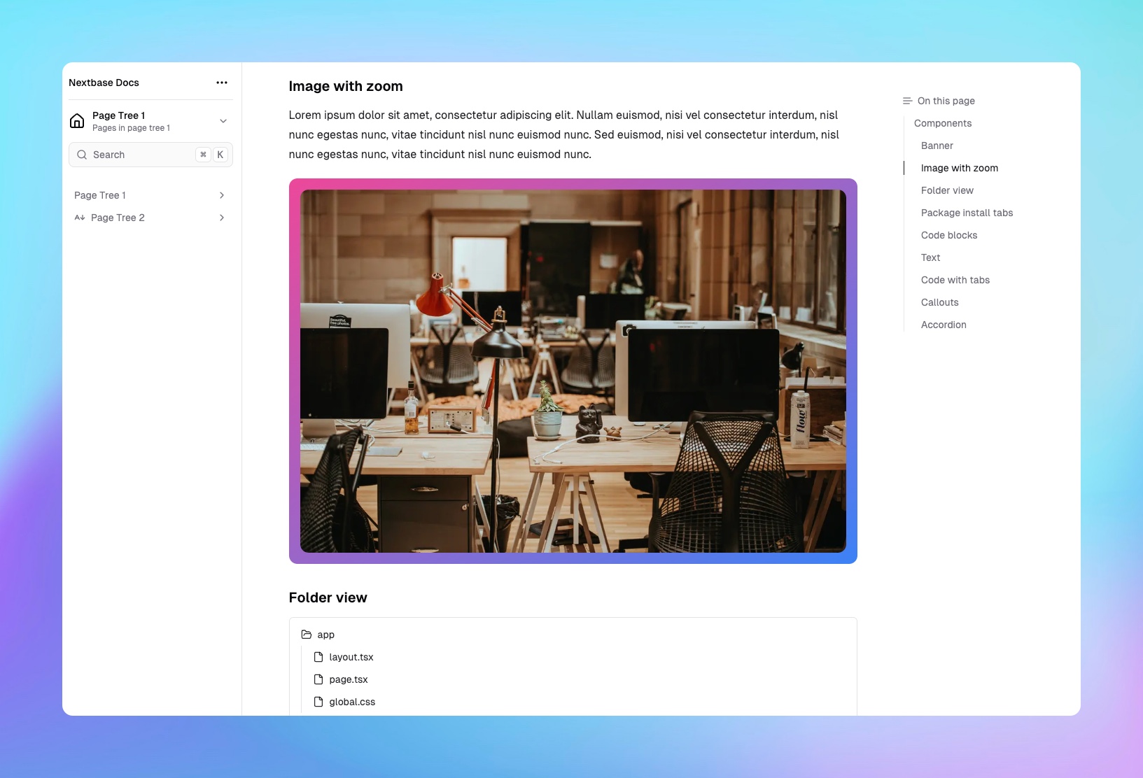 Nextbase documentation interface
